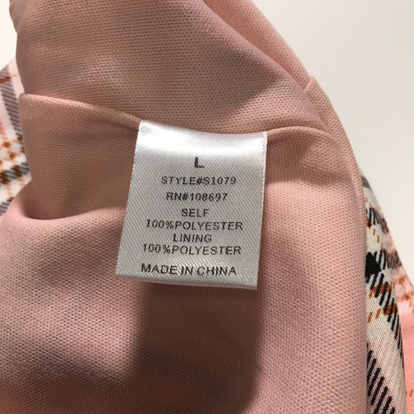 Pretty Damage Womens Size L Pink Plaid Mini Skirt High Waist Front Slit S1079 - Picture 6 of 9